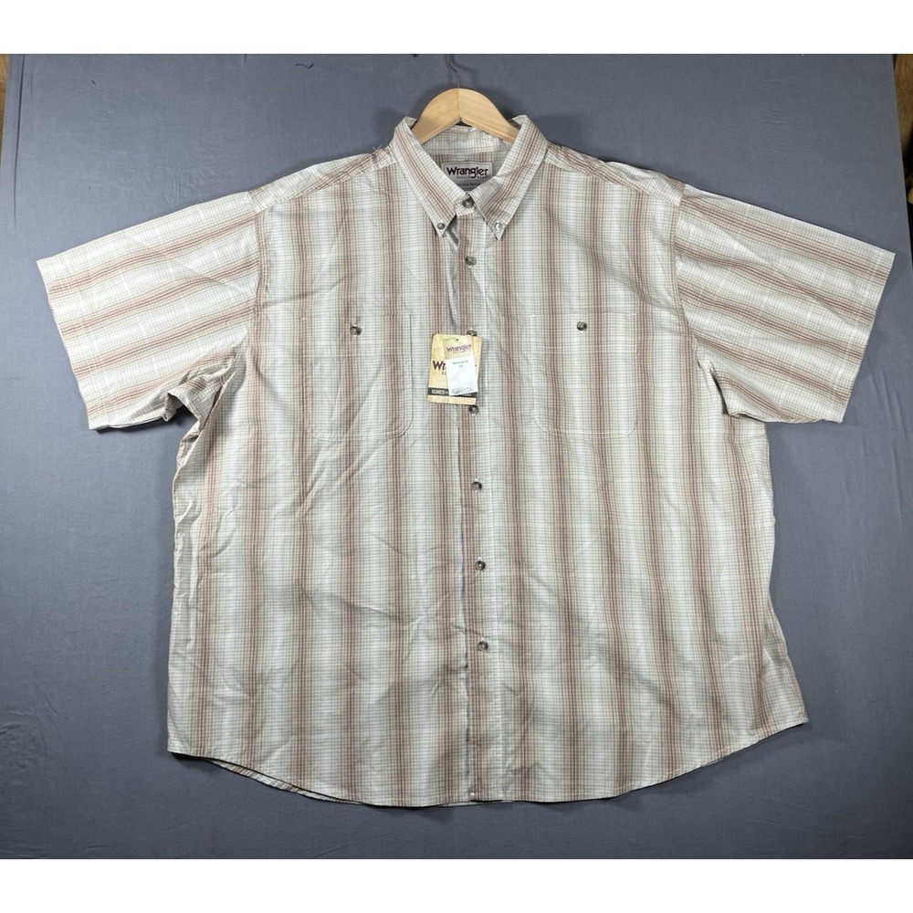 Wrangler Rugged Wear Mens Short Sleeve Plaid Button Up Shirt  3X NWT